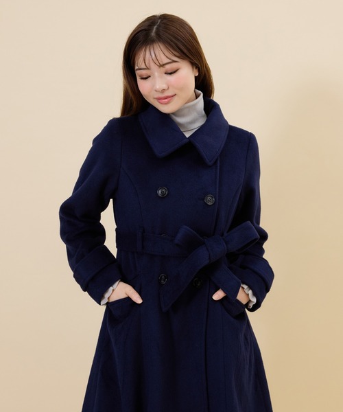 REDYAZEL（レディアゼル）の「ウールライクダブルロングコート（ステンカラーコート・レディース・オフホワイト/サックスブルー/ネイビー・SMALL/MEDIUM）」の17枚目の写真