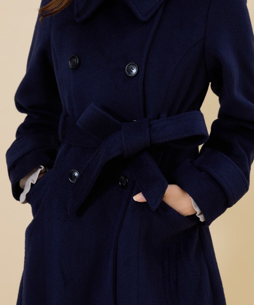 REDYAZEL（レディアゼル）の「ウールライクダブルロングコート（ステンカラーコート・レディース・オフホワイト/サックスブルー/ネイビー・SMALL/MEDIUM）」の19枚目の写真