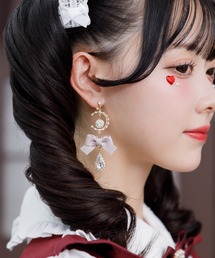 クリスタルビジュ付きムーンイヤリング
