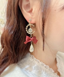 ROJITA | クリスタルビジュ付きムーンイヤリング(イヤリング)