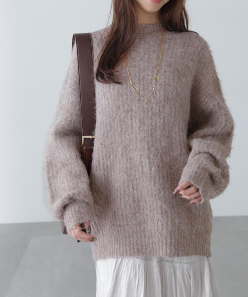 FREE'S MART（フリーズマート）の「◆ミックスシャギーチュニック丈ニット（ニット/セーター・レディース・ピンク/ブラウン/ホワイト/グレー・FREE）」の5枚目の写真