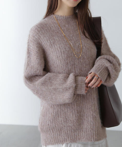 FREE'S MART（フリーズマート）の「◆ミックスシャギーチュニック丈ニット（ニット/セーター・レディース・ピンク/ブラウン/ホワイト/グレー・FREE）」の6枚目の写真