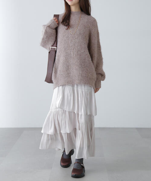 FREE'S MART（フリーズマート）の「◆ミックスシャギーチュニック丈ニット（ニット/セーター・レディース・ピンク/ブラウン/ホワイト/グレー・FREE）」の7枚目の写真