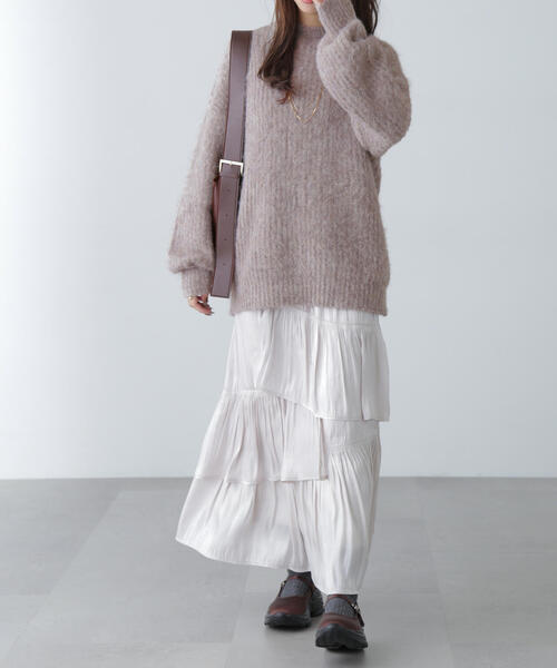 FREE'S MART（フリーズマート）の「◆ミックスシャギーチュニック丈ニット（ニット/セーター・レディース・ピンク/ブラウン/ホワイト/グレー・FREE）」の8枚目の写真