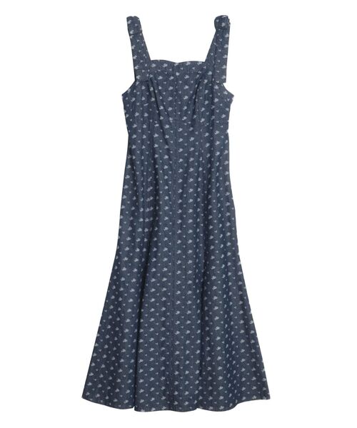 CALNAMUR（カルナムール）の「DENIM JACQUARD FLOWER OP/デニムジャガードフラワーワンピース（ワンピース・レディース・ライトブルー/インディゴブルー・SMALL/MEDIUM）」の2枚目の写真