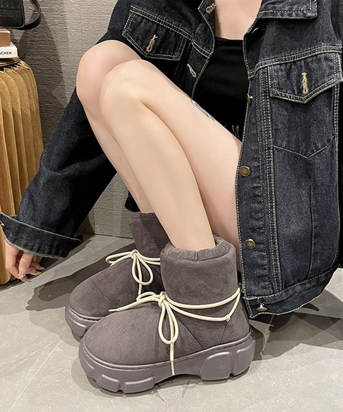 shoes365（シューズスリーシックスファイヴ）の「【shoes365】丸コロスノーブーツ (AW)（ブーツ・レディース・ベージュ/ブラック/グレー/キャメル/グリーン・22.0cm/23.0cm/24.0cm/25.0cm）」の2枚目の写真