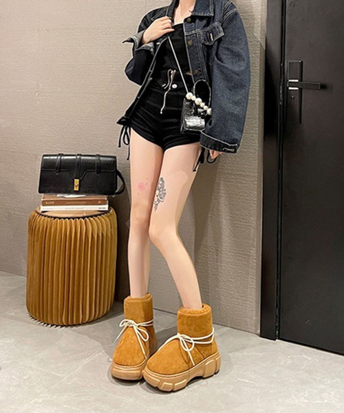 shoes365（シューズスリーシックスファイヴ）の「【shoes365】丸コロスノーブーツ (AW)（ブーツ・レディース・ベージュ/ブラック/グレー/キャメル/グリーン・22.0cm/23.0cm/24.0cm/25.0cm）」の15枚目の写真