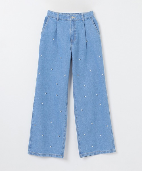 Honeys(ハニーズ)の「パール付ワイドパンツ(デニムパンツ・レディース・ブルー系その他2/ブルー・L/LL/M/S/SS)」の13枚目の写真