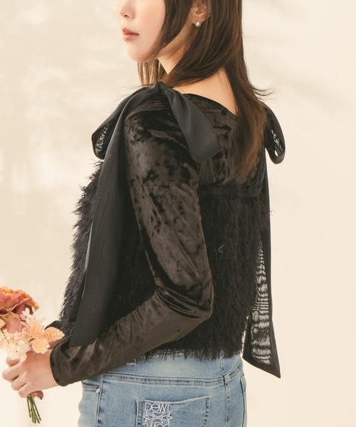 Os -オズ- 前後2WAY Uネック クラッシュベロアトップス（T