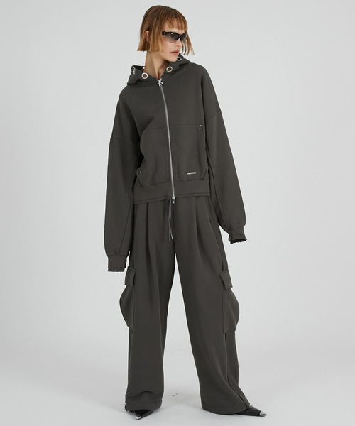 PRANK PROJECT(プランクプロジェクト)の「アイレットフーディパーカー / Eyelet Hoodie(パーカー・レディース・ホワイト/グレー/チャコールグレー/ダークブラック/ブラウン・FREE)」の14枚目の写真