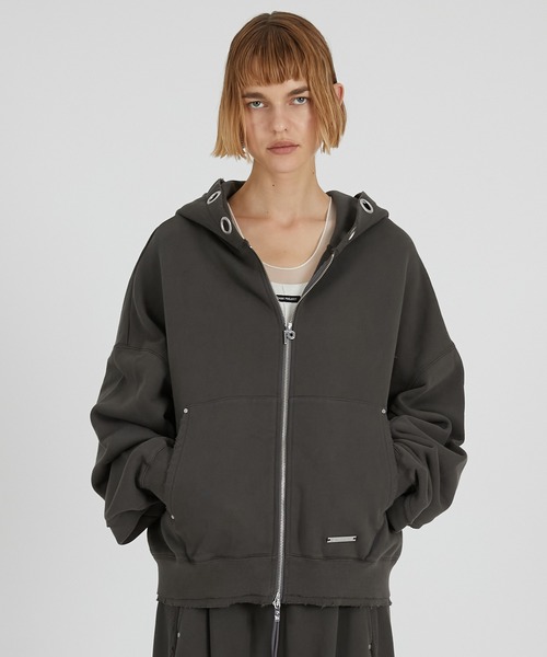 PRANK PROJECT(プランクプロジェクト)の「アイレットフーディパーカー / Eyelet Hoodie(パーカー・レディース・ホワイト/グレー/チャコールグレー/ダークブラック/ブラウン・FREE)」の16枚目の写真