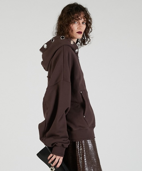 PRANK PROJECT(プランクプロジェクト)の「アイレットフーディパーカー / Eyelet Hoodie(パーカー・レディース・ホワイト/グレー/チャコールグレー/ダークブラック/ブラウン・FREE)」の22枚目の写真