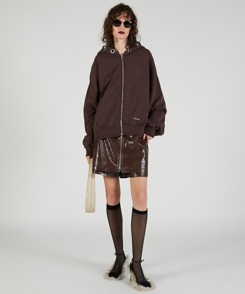 PRANK PROJECT(プランクプロジェクト)の「アイレットフーディパーカー / Eyelet Hoodie(パーカー・レディース・ホワイト/グレー/チャコールグレー/ダークブラック/ブラウン・FREE)」の15枚目の写真