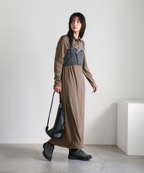 select MOCA(セレクトモカ)の「ポロリブワンピース(ワンピース・レディース・ブラック/モカ・SMALL/MEDIUM/LARGE)」の14枚目の写真