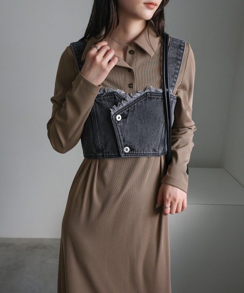 select MOCA(セレクトモカ)の「ポロリブワンピース(ワンピース・レディース・ブラック/モカ・SMALL/MEDIUM/LARGE)」の12枚目の写真