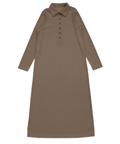 select MOCA(セレクトモカ)の「ポロリブワンピース(ワンピース・レディース・ブラック/モカ・SMALL/MEDIUM/LARGE)」の4枚目の写真