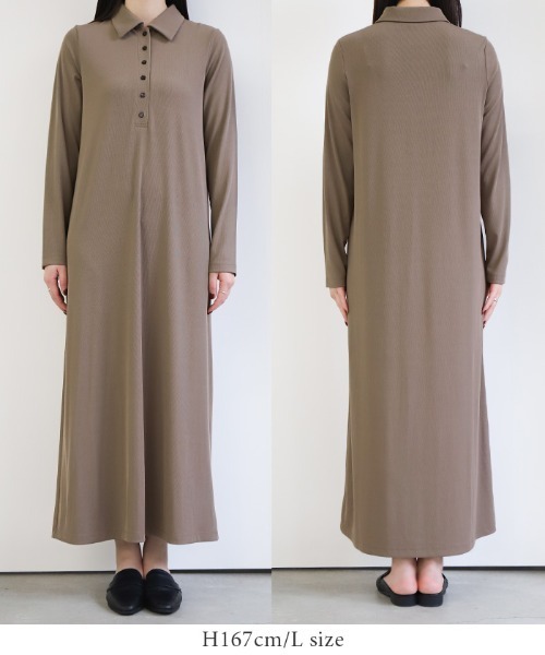 select MOCA(セレクトモカ)の「ポロリブワンピース(ワンピース・レディース・ブラック/モカ・SMALL/MEDIUM/LARGE)」の3枚目の写真