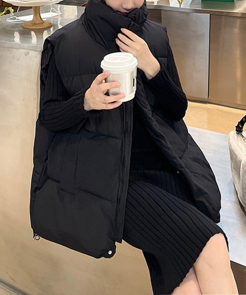 Miniministore(ミニミニストア)の「エコダウンベストレディース暖か中綿ベスト(ダウンベスト・レディース・アイボリー/ブラック・FREE)」の5枚目の写真