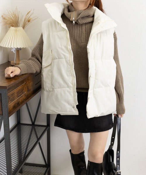 Miniministore(ミニミニストア)の「エコダウンベストレディース暖か中綿ベスト(ダウンベスト・レディース・アイボリー/ブラック・FREE)」の14枚目の写真