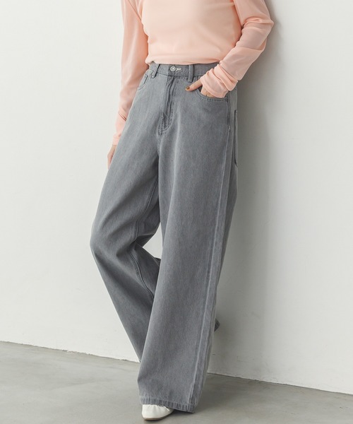 hunch(ハンチ)の「【WEB限定/別注】スラブデニム ワイドパンツ(デニムパンツ・レディース・ライトインディゴブルー/グレー/ブラック・FREE)」の1枚目の写真