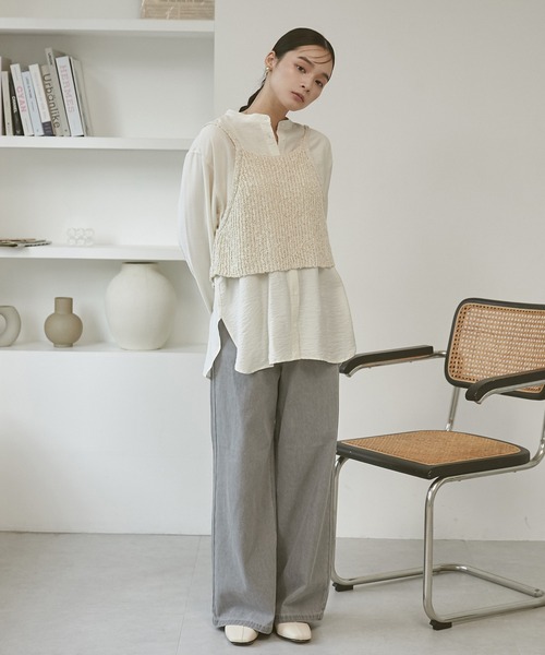 hunch(ハンチ)の「【WEB限定/別注】スラブデニム ワイドパンツ(デニムパンツ・レディース・ライトインディゴブルー/グレー/ブラック・FREE)」の8枚目の写真