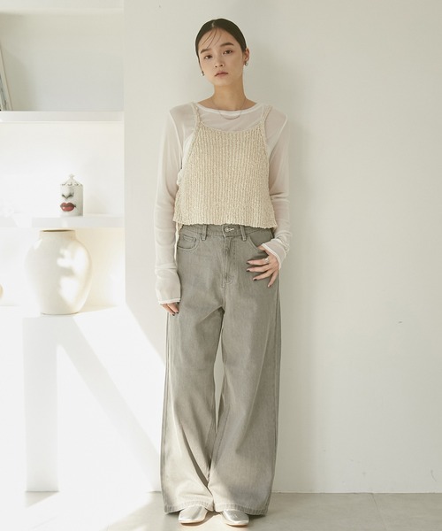 hunch(ハンチ)の「【WEB限定/別注】スラブデニム ワイドパンツ(デニムパンツ・レディース・ライトインディゴブルー/グレー/ブラック・FREE)」の9枚目の写真