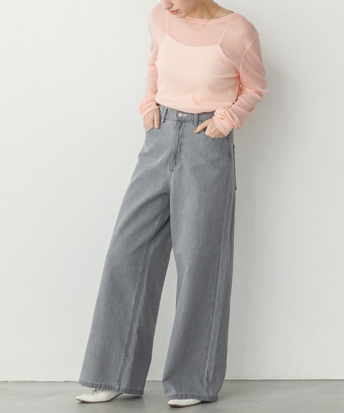 hunch(ハンチ)の「【WEB限定/別注】スラブデニム ワイドパンツ(デニムパンツ・レディース・ライトインディゴブルー/グレー/ブラック・FREE)」の19枚目の写真