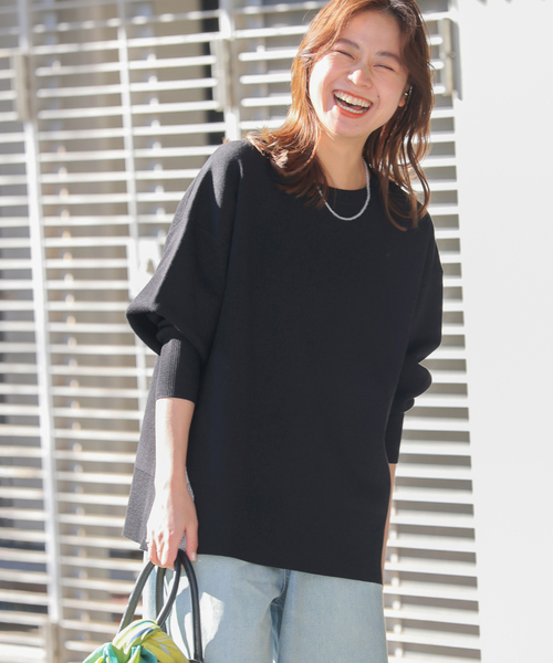JOURNAL STANDARD relume（ジャーナルスタンダード　レリューム）の「ダブルニットフォルムプルオーバー（ニット/セーター・レディース・チャコールグレー/アイボリー/ブラック・FREE）」の10枚目の写真