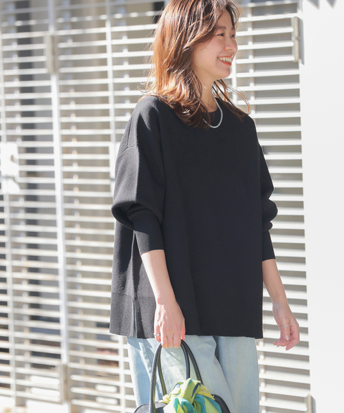 JOURNAL STANDARD relume（ジャーナルスタンダード　レリューム）の「ダブルニットフォルムプルオーバー（ニット/セーター・レディース・チャコールグレー/アイボリー/ブラック・FREE）」の11枚目の写真