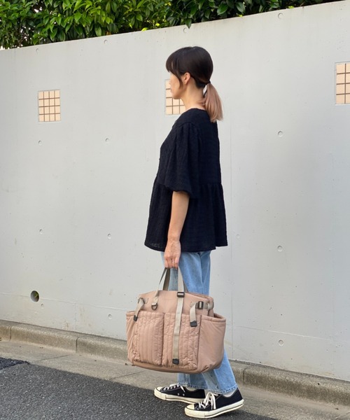 ○【洗濯機洗い可能】キルティングショルダートートバッグ