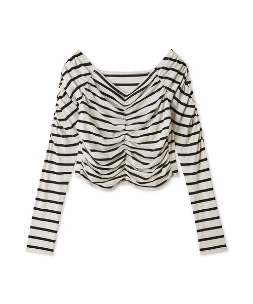 SNIDEL（スナイデル）の「【WEB限定カラーあり】ギャザーオフショルカットソー（Tシャツ/カットソー・レディース・ライトブルー/ブラック/アイボリー/その他/グレイッシュベージュ・FREE）」の6枚目の写真