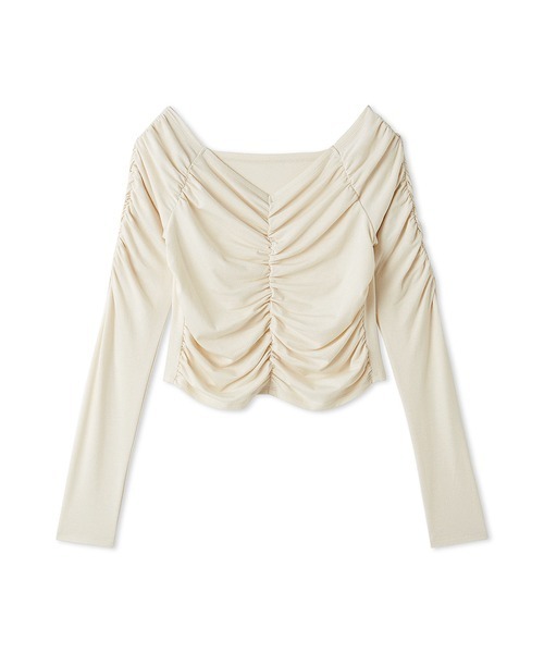 SNIDEL（スナイデル）の「【WEB限定カラーあり】ギャザーオフショルカットソー（Tシャツ/カットソー・レディース・ライトブルー/ブラック/アイボリー/その他/グレイッシュベージュ・FREE）」の10枚目の写真