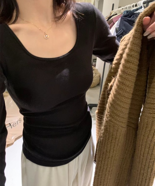 MAISON DE THERESE（メゾン ド テレーズ）の「ブラジャー付きニットトップス（ニット/セーター・レディース・ブラック/ブラウン/アイボリー・FREE）」の10枚目の写真
