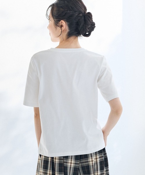 大きいサイズ＞綿100％猫刺しゅうTシャツ【Otona Purete】（Tシャツ