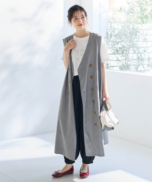 SMILE LAND(スマイルランド)の「<大きいサイズ>綿100%猫刺しゅうTシャツ【Otona Purete】(Tシャツ/カットソー・レディース・ブラック/オフホワイト・LL/3L/5L/L/4L)」の9枚目の写真