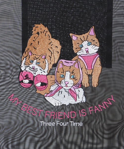 Three Four Time（ｽﾘｰﾌｫｰﾀｲﾑ）の「刺繍チュールナイロントート（トートバッグ・レディース・ブラック/ホワイト/ピンク・FREE）」の17枚目の写真