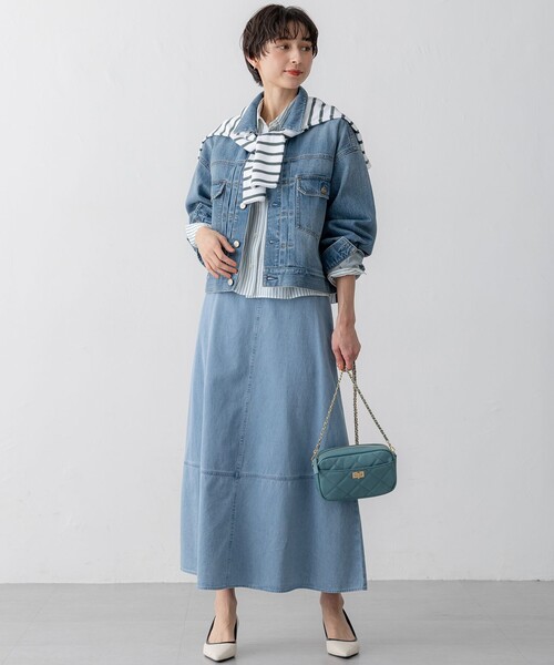 23区 S(ニジュウサンクチイサイサイズ)の「【洗える】Armor-lux スムース クロップド ボーダー カットソー(Tシャツ/カットソー・レディース・レッド系1/ネイビー系1/カーキ系1/パイングリーン系1・32)」の22枚目の写真