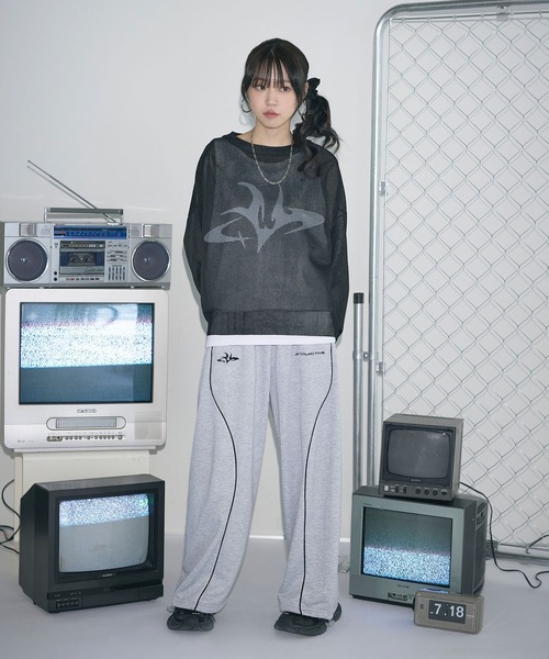 セール】シアーメッシュジャガードグラフィックプルオーバー