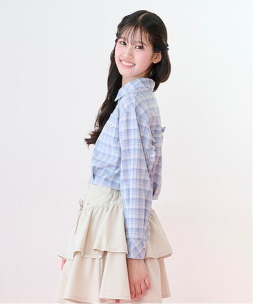 mezzo piano Junior（メゾピアノジュニア）の「クロップド丈フリルシャツ（シャツ/ブラウス・キッズ・ブラック/ライトグレー・L:160cm/S:140cm/M:150cm）」の3枚目の写真