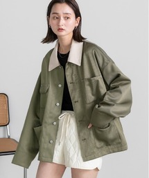 ad thie（アドティエ）の「カラー配色 ツイル ワークオーバージャケット（カバーオール）」