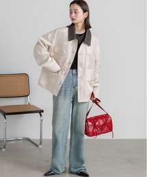 ad thie（アドティエ）の「カラー配色 ツイル ワークオーバージャケット（カバーオール）」