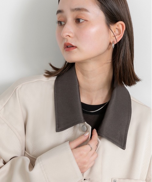 ad thie(アドティエ)の「カラー配色 ツイル ワークオーバージャケット(カバーオール・レディース・アイボリー/カーキ/ベージュ・FREE)」の17枚目の写真