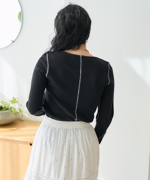FREAK'S STORE(フリークスストア)の「メッシュ ロンT/シアートップス(Tシャツ/カットソー・レディース・ブラック/オフホワイト/サックスブルー・フリ-)」の4枚目の写真