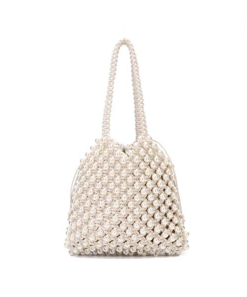 jouetie（ジュエティ）の「【jouetie / ジュエティ】 ロゴ巾着付き　ビーズ編みバッグ（ハンドバッグ・レディース・ブラック/シルバー/ホワイト系その他/レッド・FREE）」の9枚目の写真