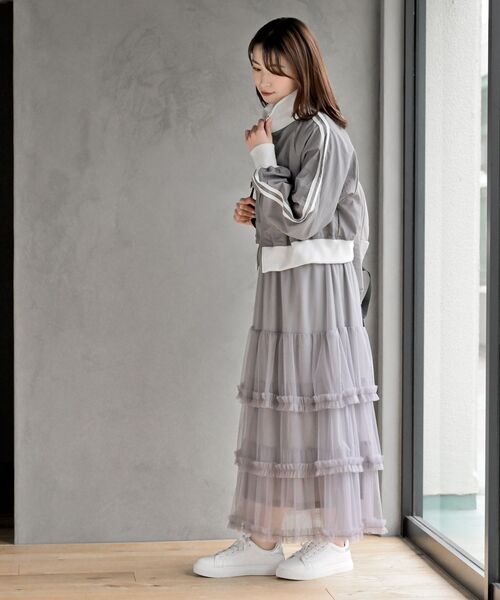 rps（アールピーエス）の「ナイロントラックショートジャケット（ナイロンジャケット・レディース・ブラック/オフホワイト/ライトグレー・フリー）」の5枚目の写真