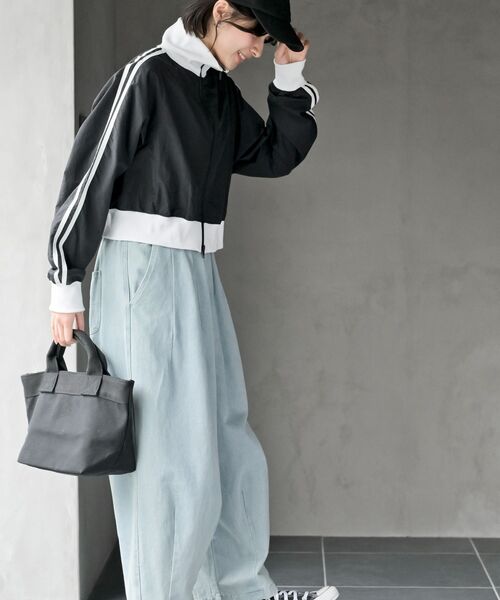 rps（アールピーエス）の「ナイロントラックショートジャケット（ナイロンジャケット・レディース・ブラック/オフホワイト/ライトグレー・フリー）」の16枚目の写真