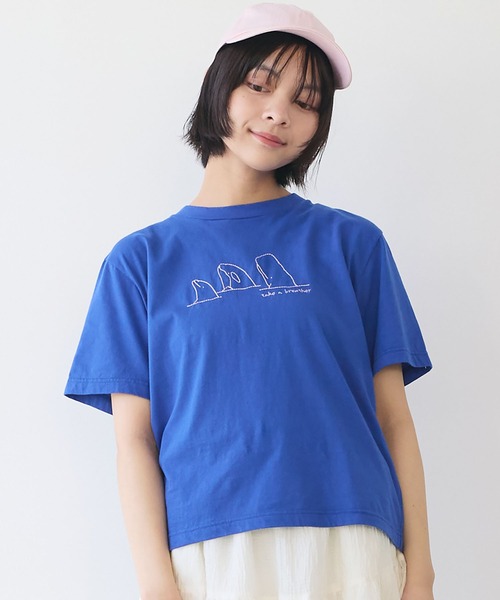 『泡とくじら』 セール】くじらのなかまたち刺繍Tシャツ（Tシャツ/カットソー）｜bulle