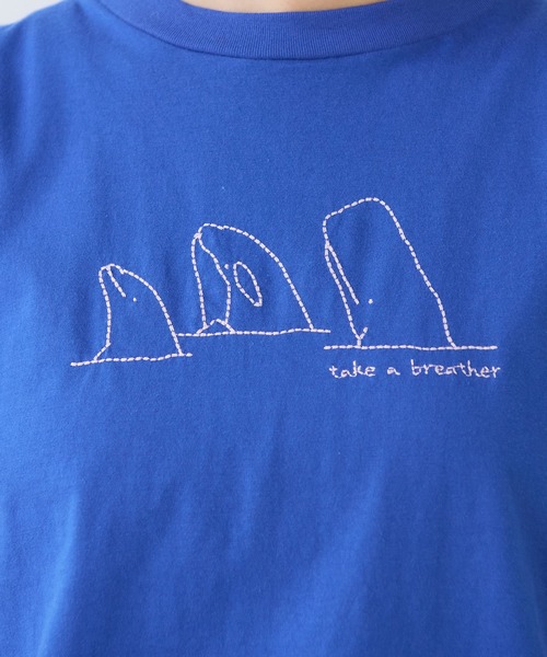 セール】くじらのなかまたち刺繍Tシャツ（Tシャツ/カットソー）｜bulle