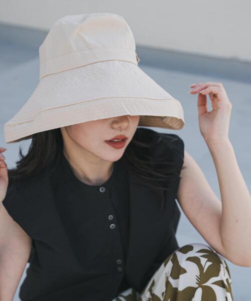 SENSE OF PLACE by URBAN RESEARCH（センスオブプレイスバイアーバンリサーチ）の「『UVカット』ヒガサハット（ハット・レディース・ブラック/アイボリー・ONE）」の16枚目の写真