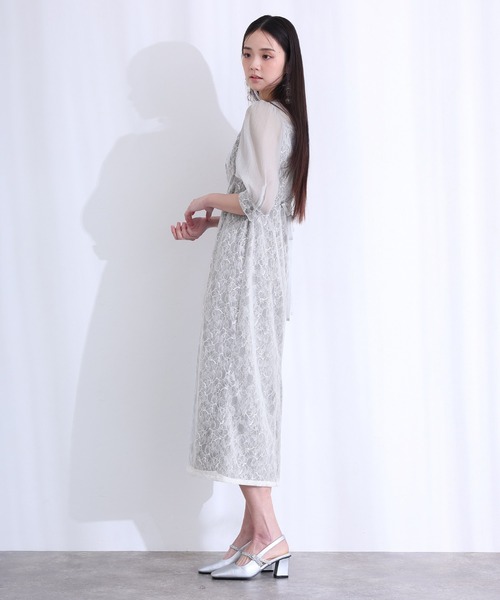 PourVous(プールヴー)の「七分袖&ロング 同窓会 成人式 タイト スパンコール レース お呼ばれ 結婚式 二次会 フォーマル オケージョンドレス パーティー ドレス カフスボタン ウエストリボン 謝恩会 20代 30代(ドレス・レディース・ブラック/ライトブルー・M/L/XL)」の8枚目の写真